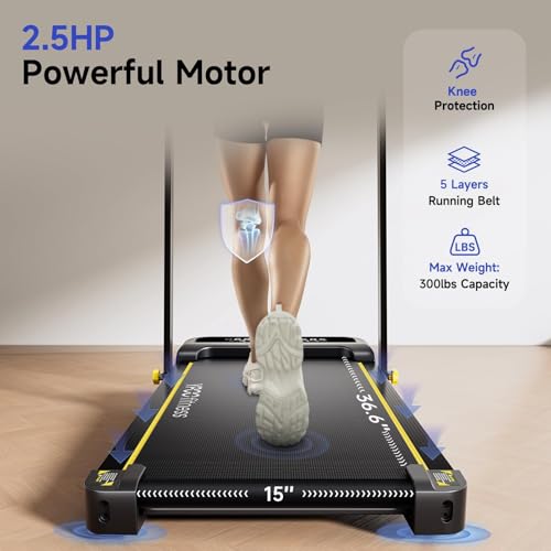 Foldable Treadmill with Incline, Walking Pad with Handle Bar 3 Level Incline, Portable Folding Treadmills for Home/Office 300 Lbs Capacity