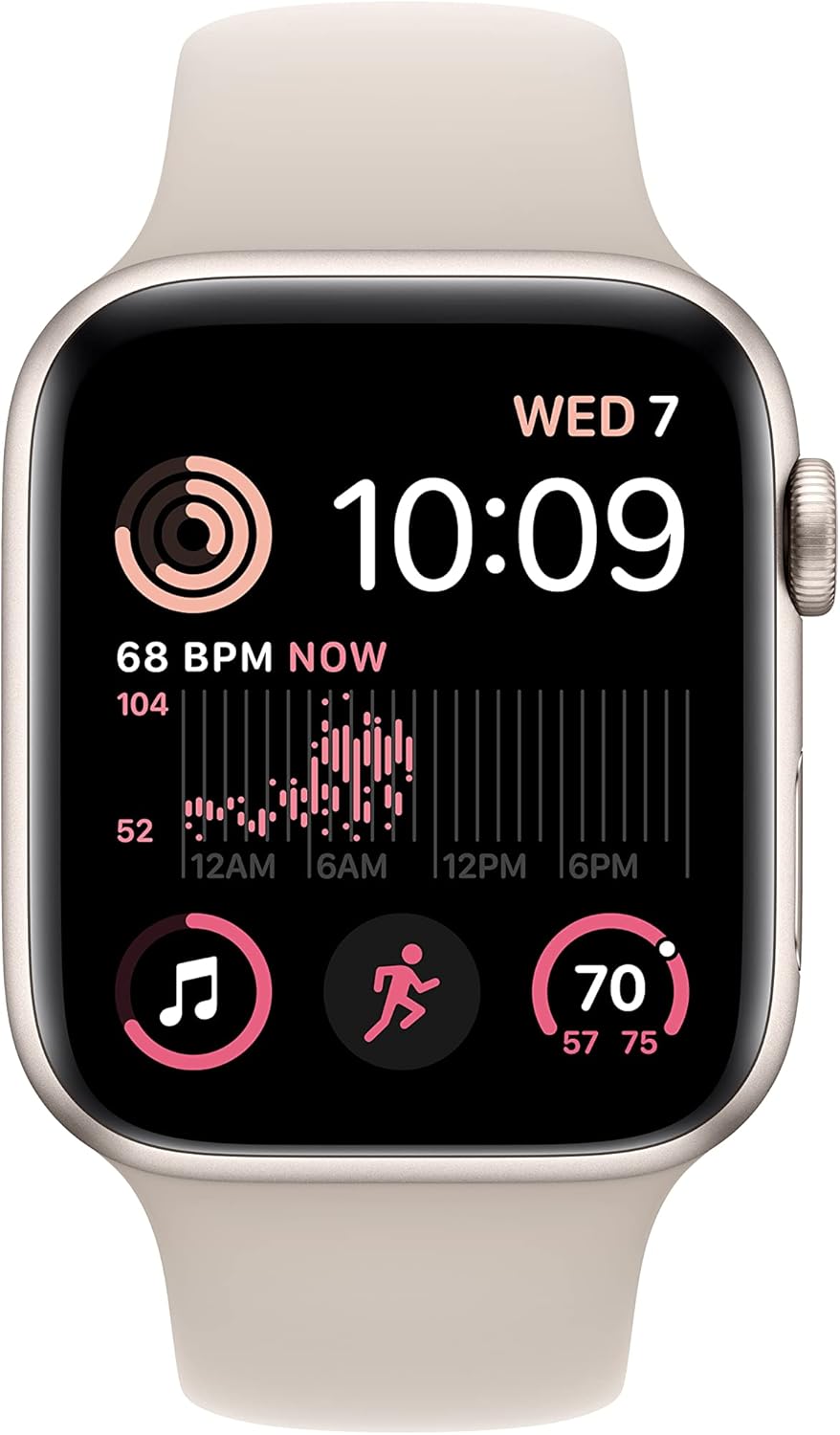 Apple Watch SE (2nd Gen) [GPS 44mm] Smart Watch w/Starlight Aluminum Case & Starlight Sport Band - M/L. Fitness & Sleep Tracker, Crash Detection