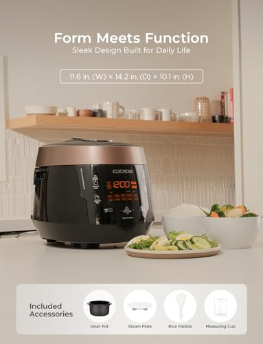 CUCKOO CRP-P0609S 6-Cup (Uncooked) / 12-Cup (Cooked) High Pressure Rice Cooker & Warmer with Nonstick Inner Pot, 12 Menu Options, Fuzzy Logic Tech