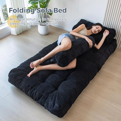 MAXYOYO Folding Sofa Bed, Convertible Sleeper Chair with Pillow Foldable Mattress with Back Support