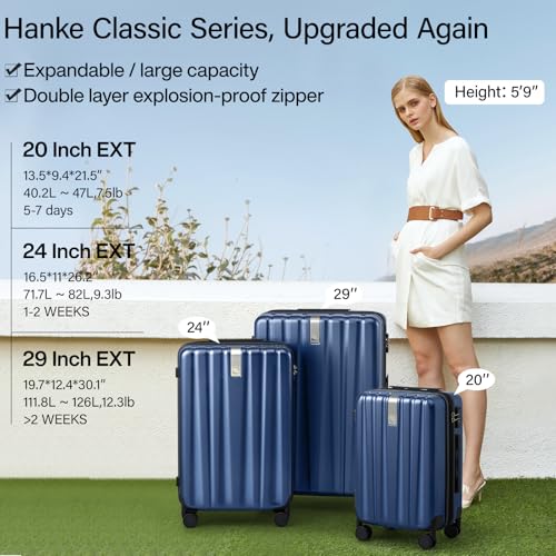 Hanke 29 Inch Luggage Suitcases With Spinner Wheels Lightweight PC hardside Rolling Suitcase With Travel Lock, Checked-Large 29-Inch(Blackish Green)