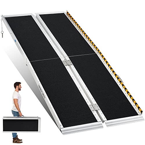 HABUTWAY 6ft Wheelchair Ramp, Portable Wheelchair Ramp with Support Legs, Double Non-skid Ramp Hold Up to 800Lbs, Threshold Ramp for Home,Stairs
