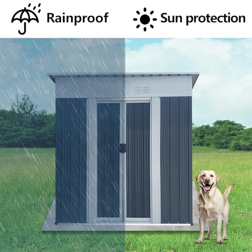 Aidek Outdoor Storage Shed, 5x3 FT Metal Garden Shed with Lockable Sliding Door & Vents