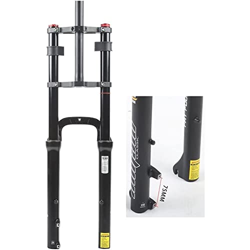 ARBOEE 26 Inch Bike Suspension Forks 4.0 Fat Bike Straight Front Fork Downhill Mountain Bike Double Shoulder 1-1/8 Disc Brake Air Fork QR 140mm