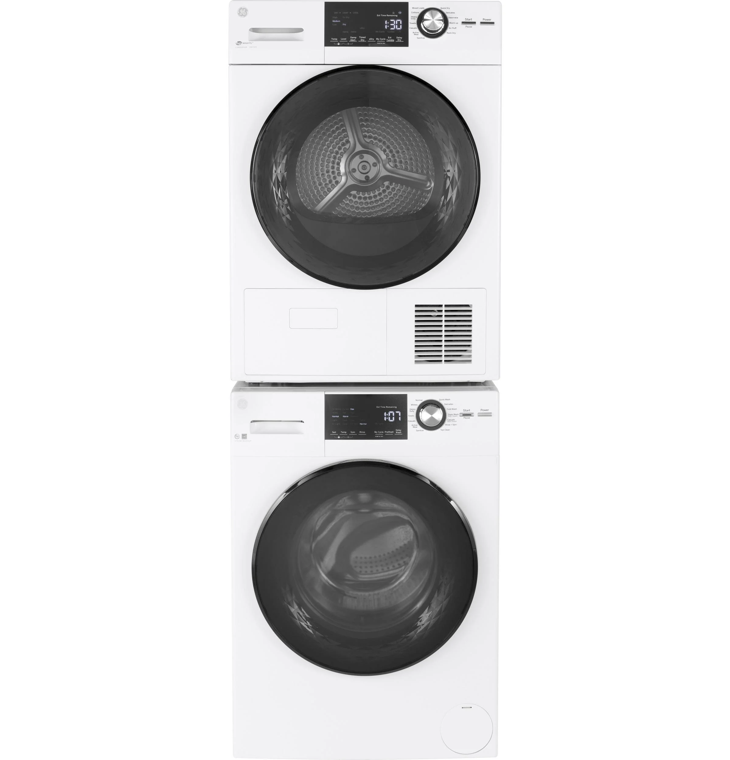 GENERAL ELECTRIC GFW148SSMWW 24 Frontload Washer with Steam 2.4 cu. ft. Capacity Plugs into Dryer or Wall Energy Star Electronic Touch Controls in