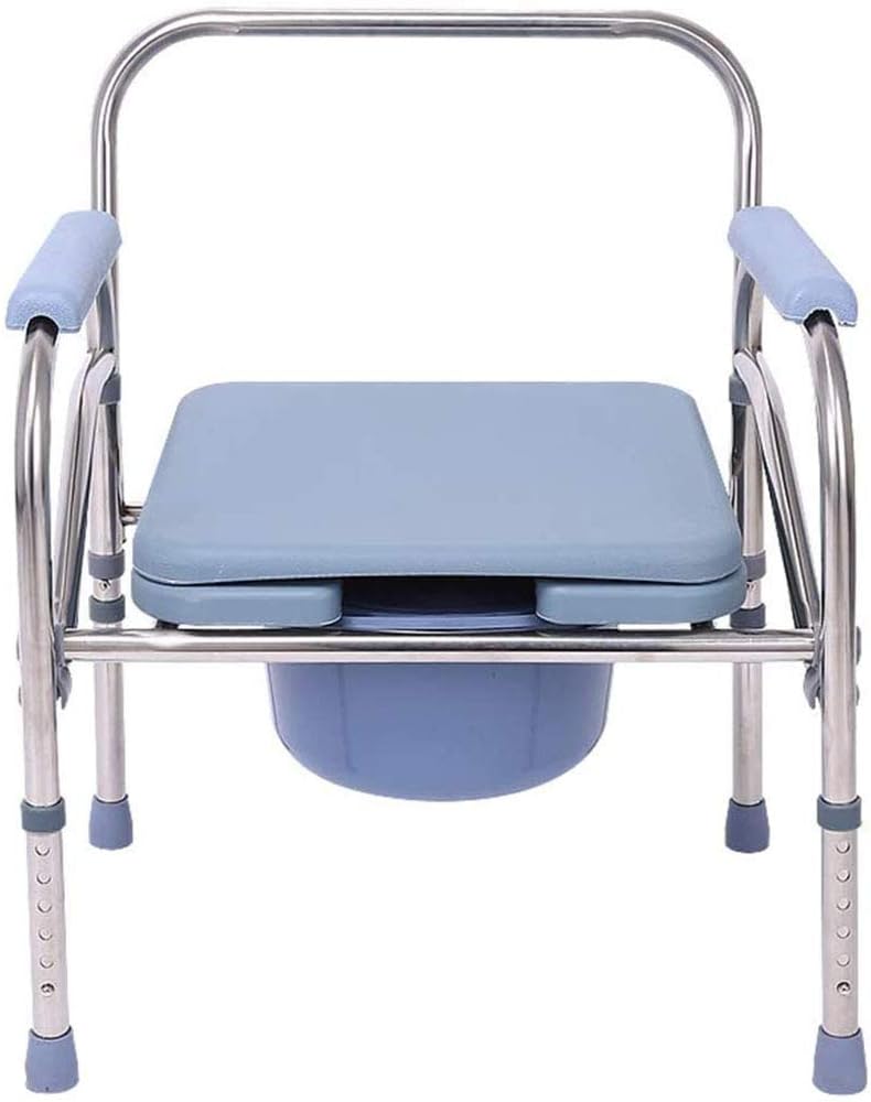 KOHARA Portable Bedside Commode Chair, Non Slip Mobile Toilet, Adjustable Height Elderly Toilet Chair, Extra Wide with Bucket Splash Guard