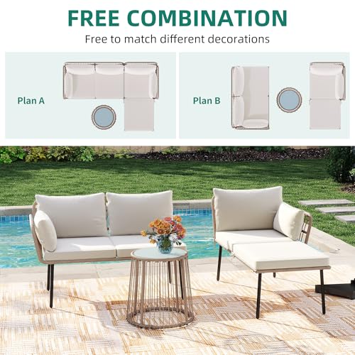 YITAHOME 5 Pieces Outdoor Patio Dining Table Chair Set,Wicker Patio Dining Set,Outdoor Rattan Dining Table Set for Patio, Backyard, Balcony