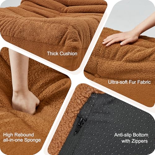 Bean Bag Chairs for Adults Giant Bean Bag Chair Memory Foam BeanBag Chair Big Bean Bag Sofa with Filler Faux Fur Fireside Beanbags Lazy Sofa for