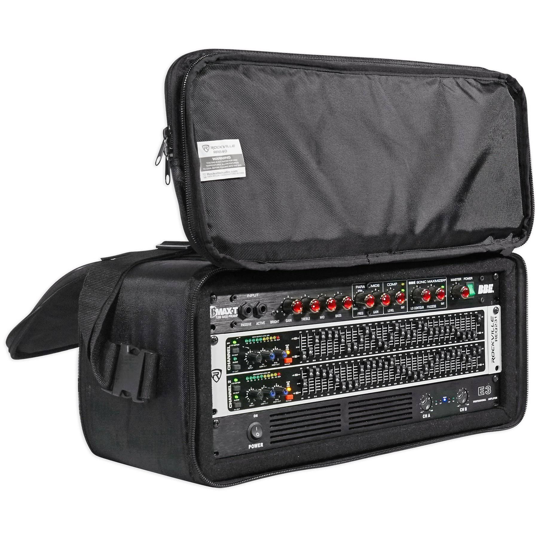 Rockville RRB40 4U Rack Bag Double-Sided Case with 12x22 Depth + Shoulder Strap