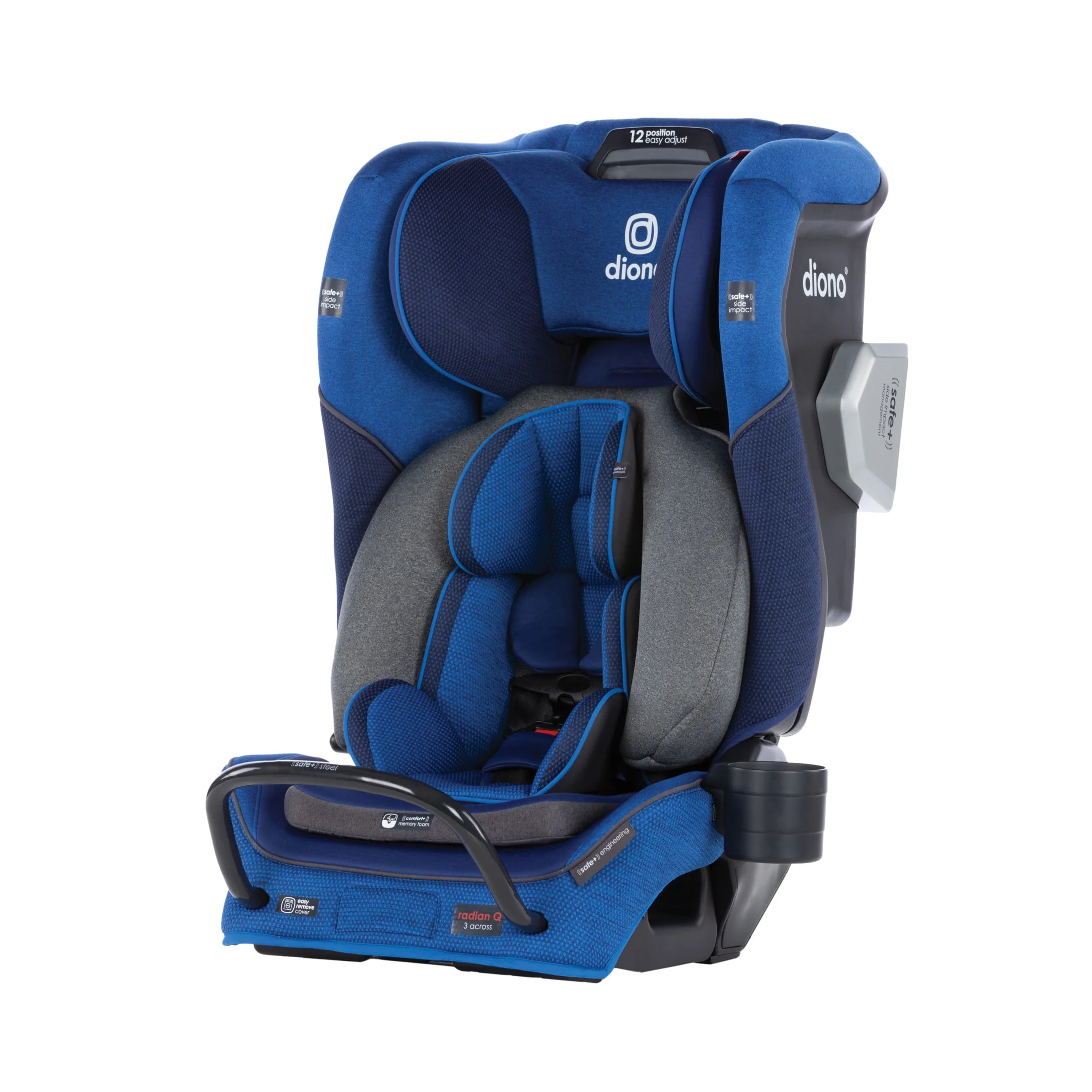 Diono Radian 3QXT SafePlus All-in-One Convertible Car Seat, Slim Fit 3 Across, Red