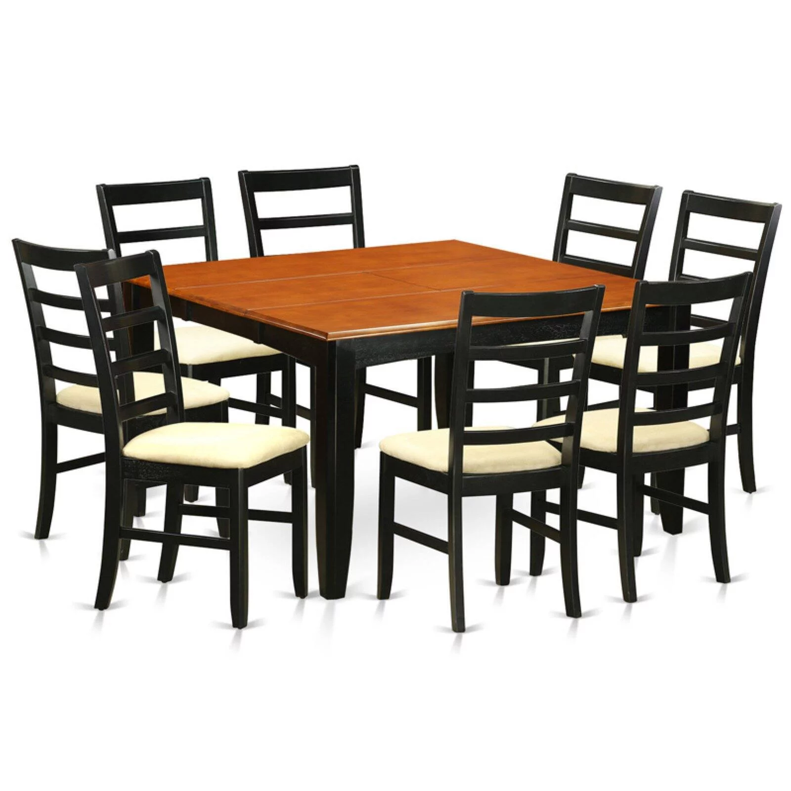 PARF9-BLK-C 9 Pc Dining room set-Square Dining Table with Leaf and 8 Dining Chairs