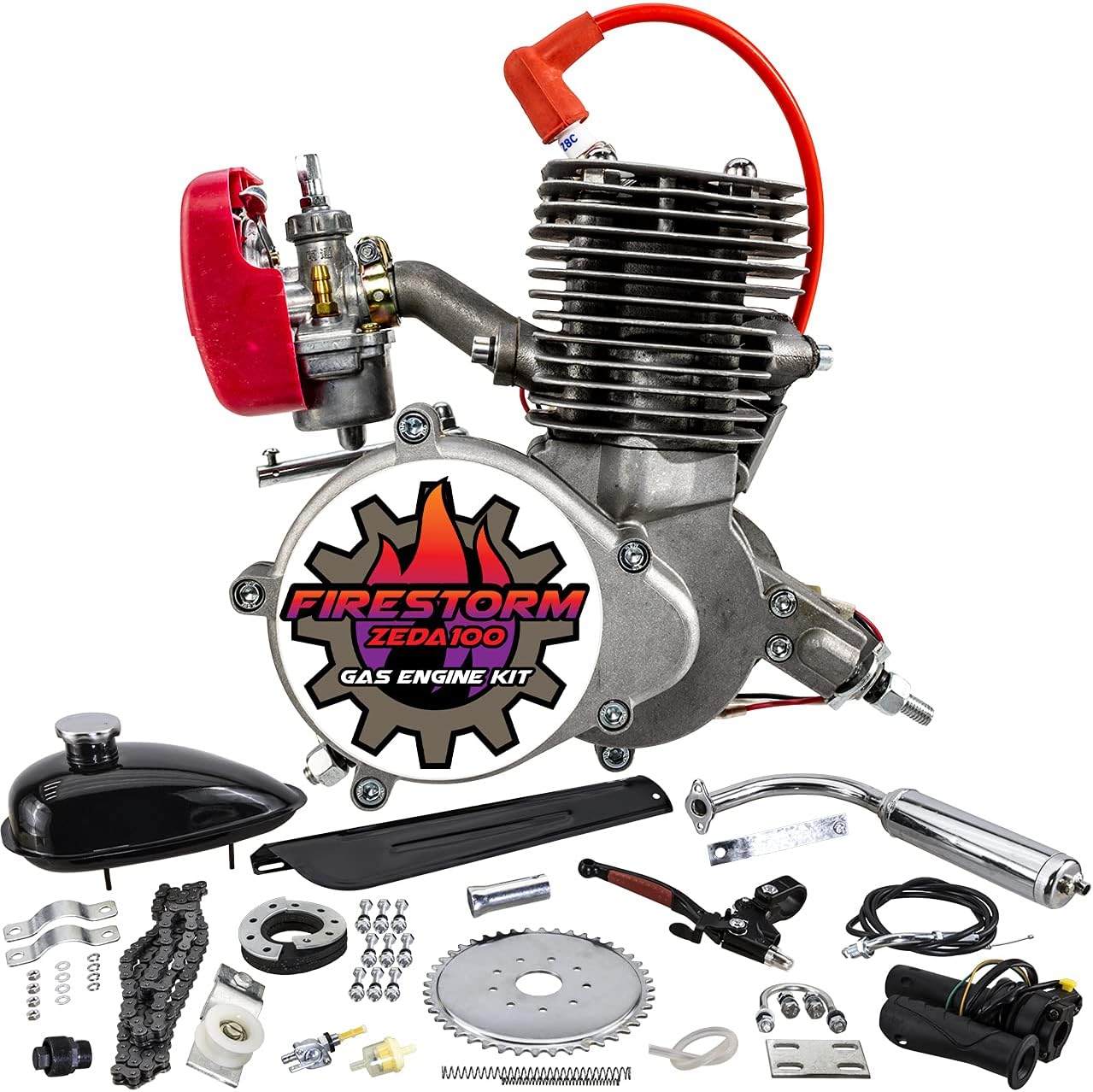 Zeda 100 Complete 80cc/100cc Bicycle Engine Kit - Firestorm Edition 48 Tooth