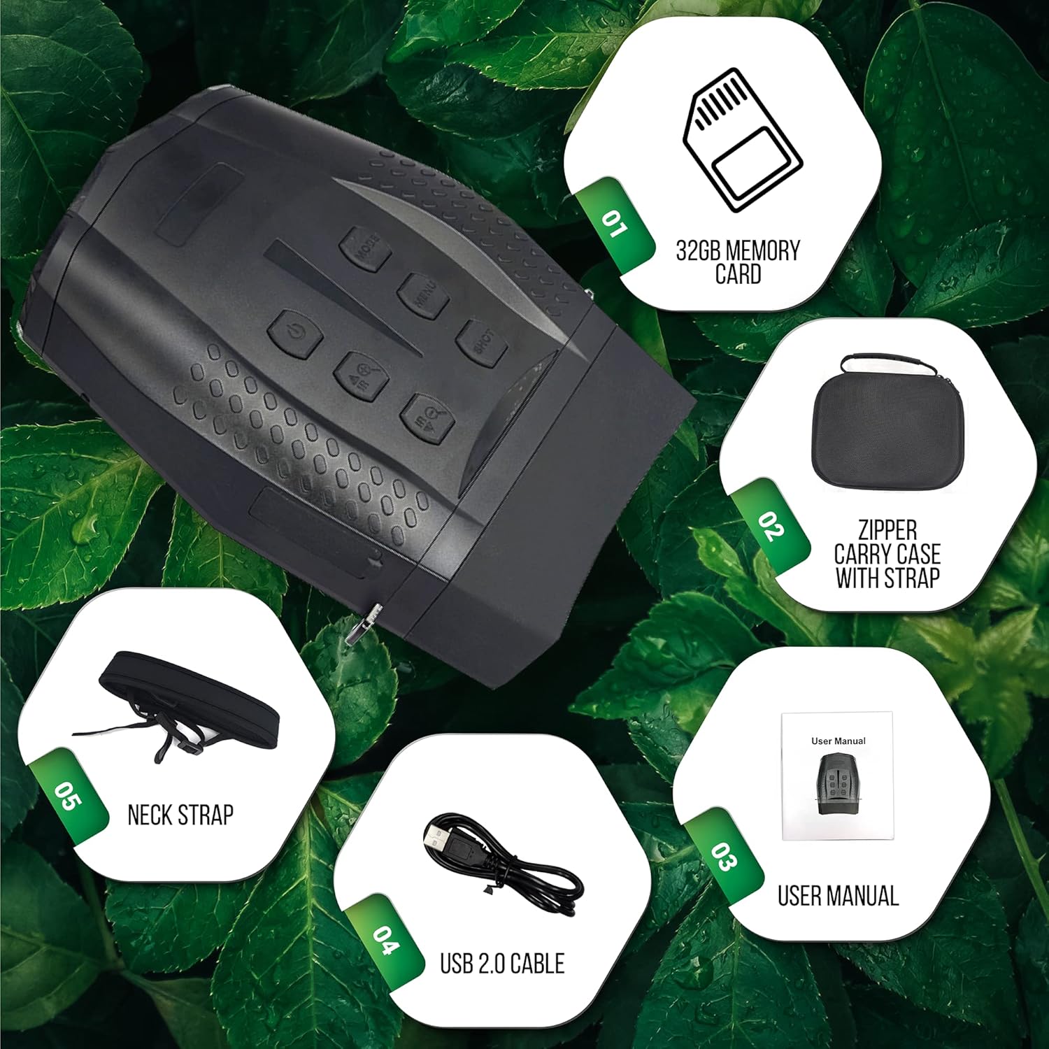 Bush Tech Night Vision Binoculars, Military-Grade Binoculars with Camera for Deer Hunting and Surveillance