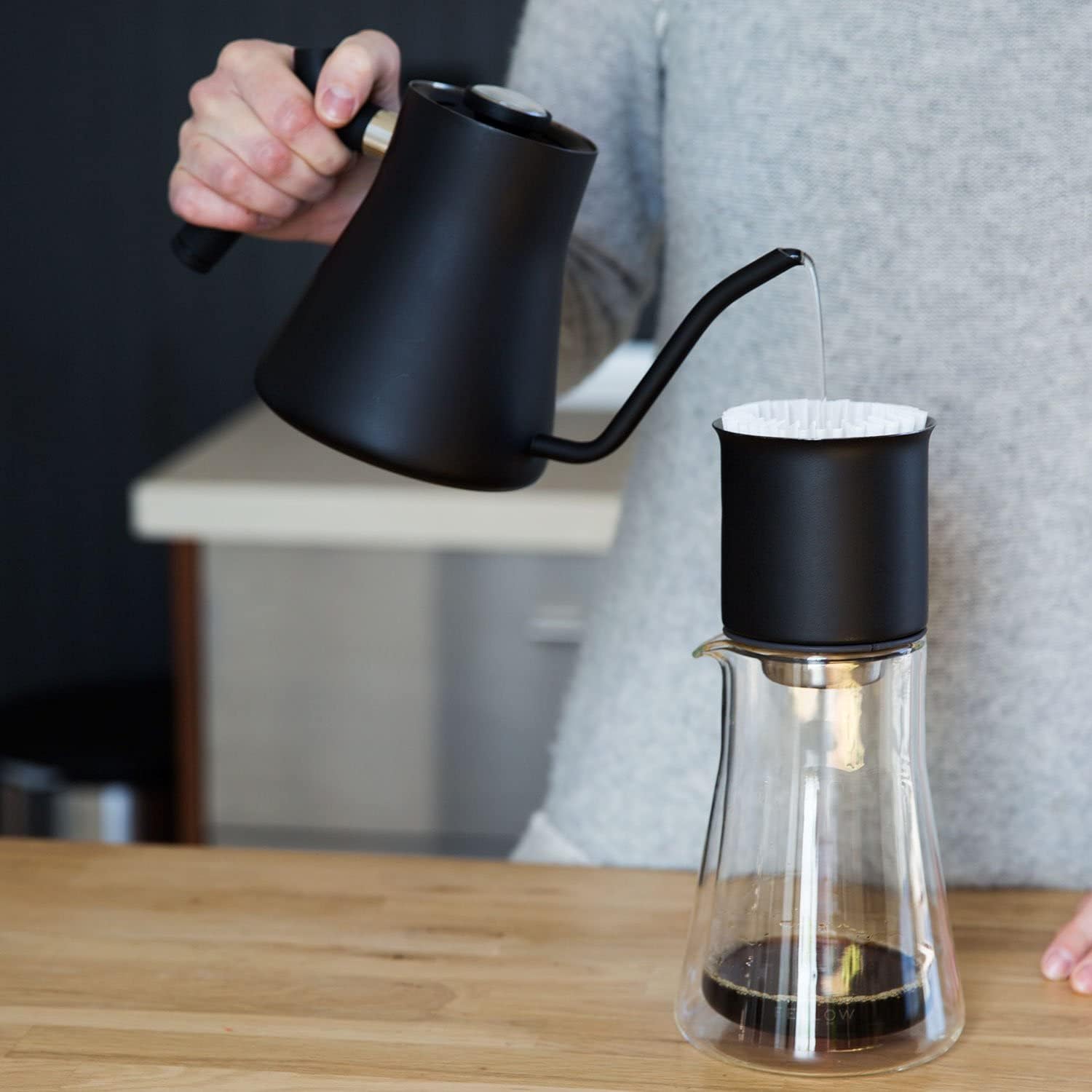 Fellow Stagg [XF] Pour-Over Coffee Maker Set - Kit Includes Stagg [XF] Pour-Over Dripper, Stagg Double Wall Glass Carafe