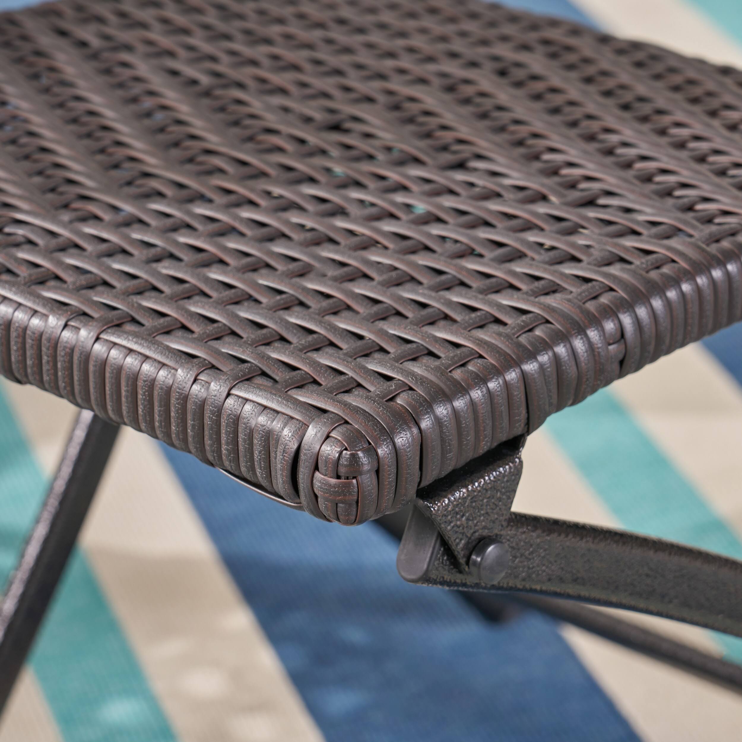 El Paso Set of 2 Wicker Patio Folding Chairs Brown Christopher Knight