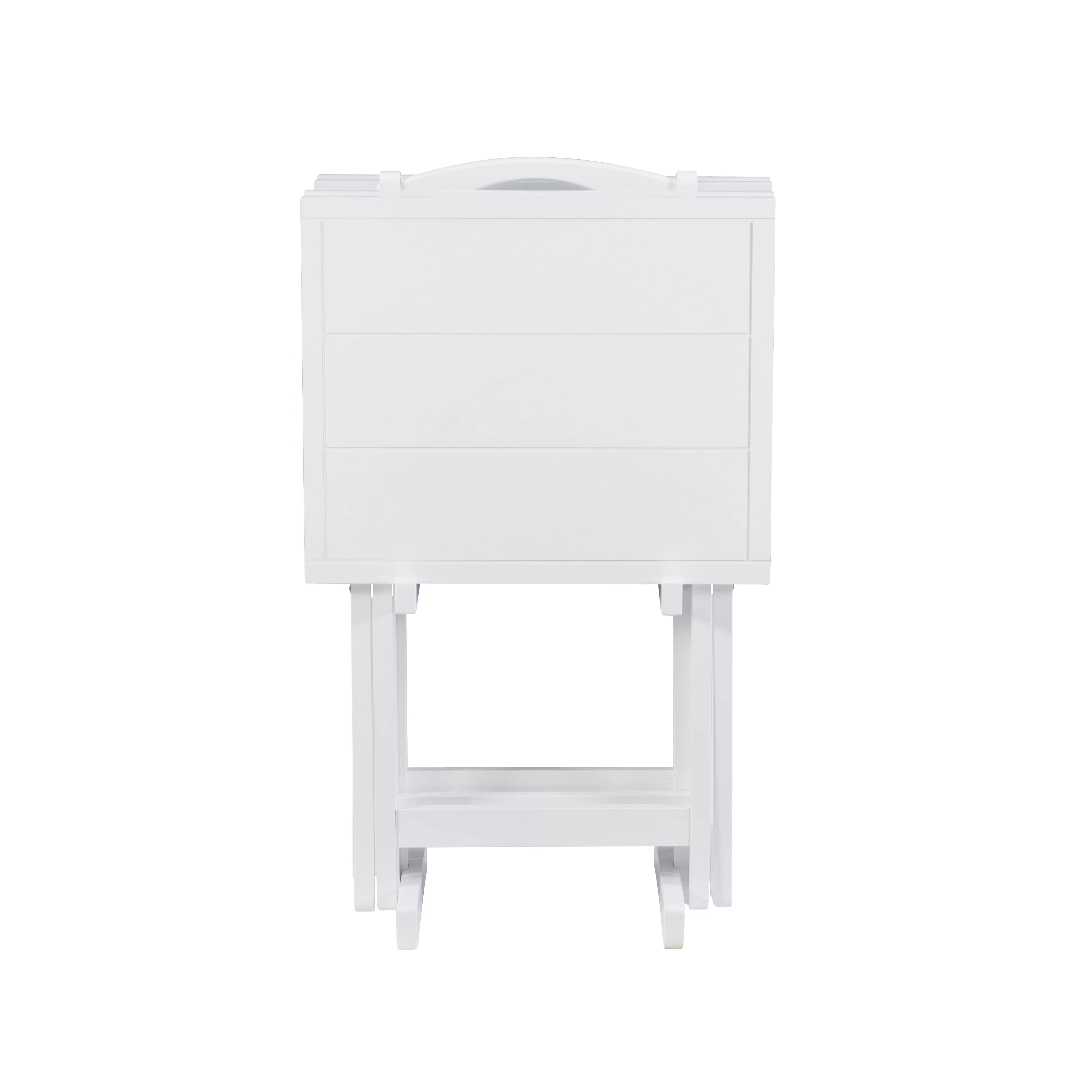 Lisbon Folding Tray Table Set with Stand, 5 Pieces, White