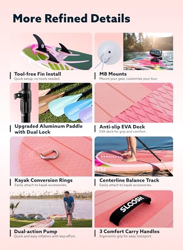 SLOOSH Inflatable Stand Up Paddle Board, 10'6" Inflatable Paddle Boards with Premium Accessories, Non-Slip EVA Deck, Ultra-Light Carry Bag Pump