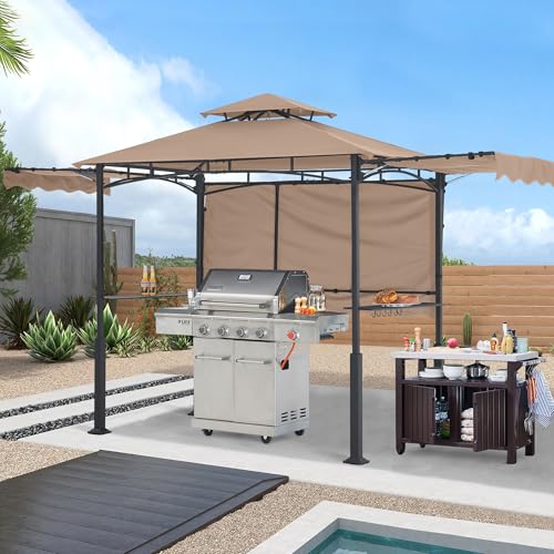 ABCCANOPY 8x5 Grill Gazebo - Outdoor BBQ Canopy Shelter with Led Light for Patio Backyard Grilling (Dark Gray)