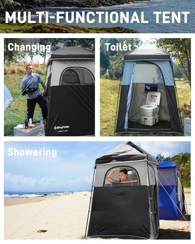 KingCamp Shower Tent, Portable Privacy Tent Outdoor Camping 1/2 Room Toilet Tents with Shower Bag & Dressing Room for Travel Beach Tailgate
