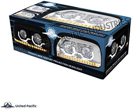 United Pacific 31203 Freightliner Century Chrome Projection Headlight W/LED Turn Signal & Light Bar -Driver