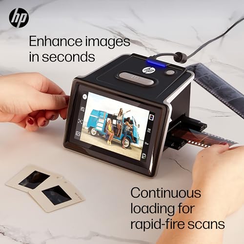 HP FilmScan Touch Screen Film & Slide Scanner Digitizer with 5&rdquo; LCD Screen, Quickly Convert Negatives & Slides to Digital 22MP JPEG Photos