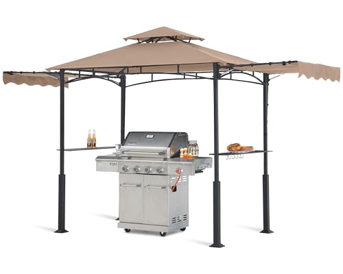 ABCCANOPY 8x5 Grill Gazebo - Outdoor BBQ Canopy Shelter with Led Light for Patio Backyard Grilling (Dark Gray)