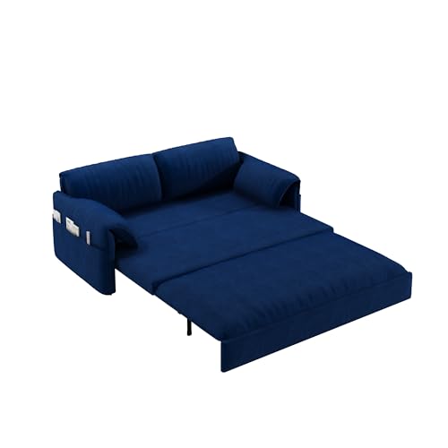 70.1" Futon Sofa Bed Queen Size, Pull Out Bed, 3-in-1 Convertible Sleeper Sofa with 2 Soft Pillows, Modern Velvet Futon Couch for Living Room