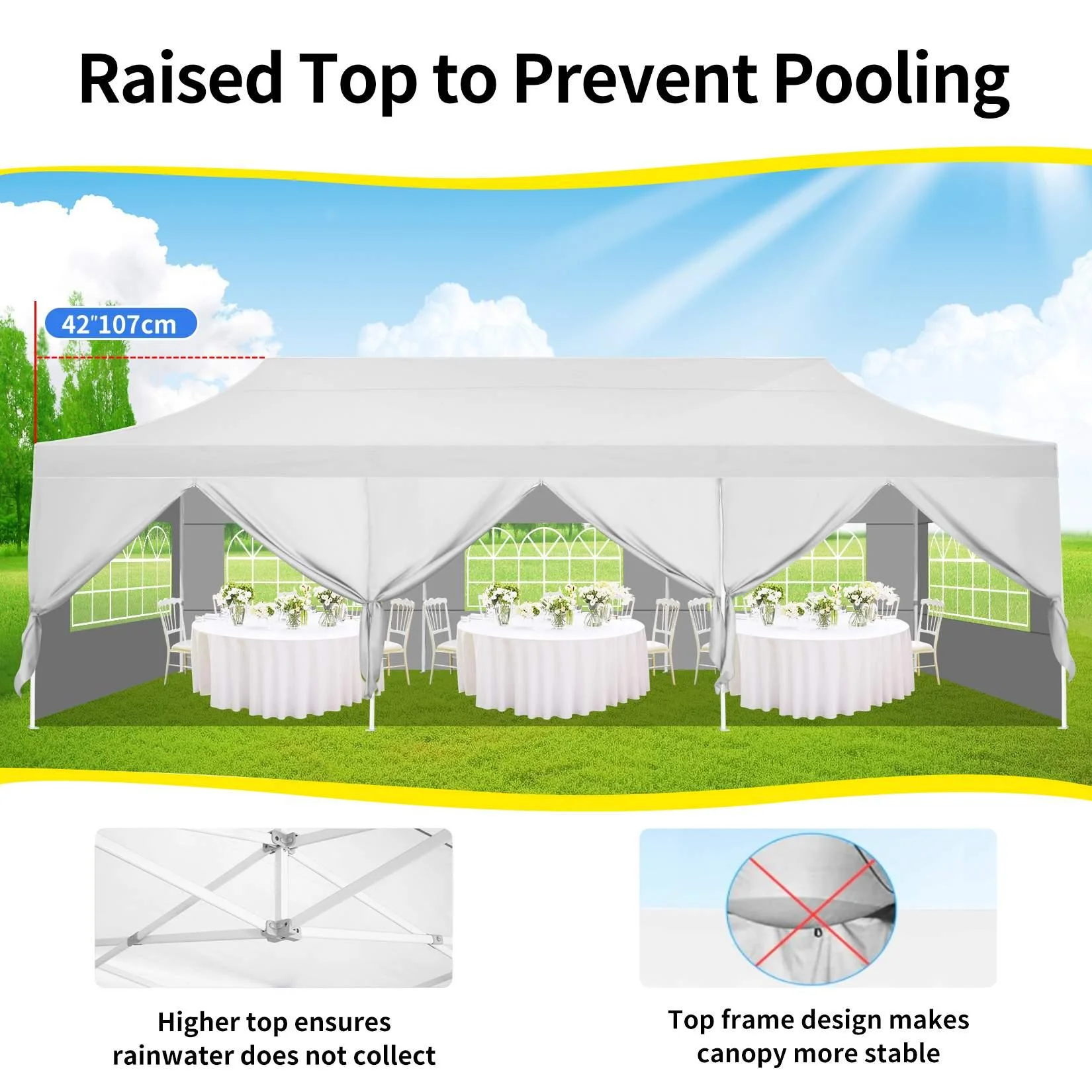 SANOPY 10'x30' EZ Pop Up Outdoor Canopy, Commercial Heavy Duty Party Canopy