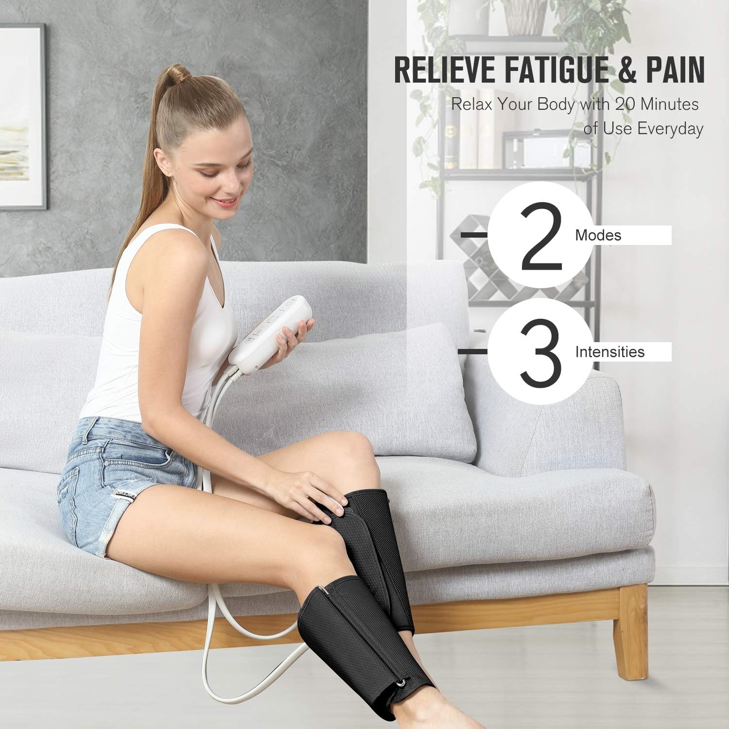 FIT KING Leg Massager for Circulation and Muscle Relaxation, Air Compression Calf Massager for Edema and RLS with 2 Modes 3 Intensities FT-008A