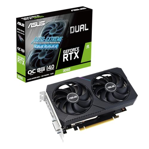 ASUS Dual NVIDIA GeForce RTX 3050 6GB OC Edition Gaming Graphics Card - PCIe 4.0, 6GB GDDR6 Memory, HDMI 2.1, DisplayPort 1.4a, 2-Slot Design