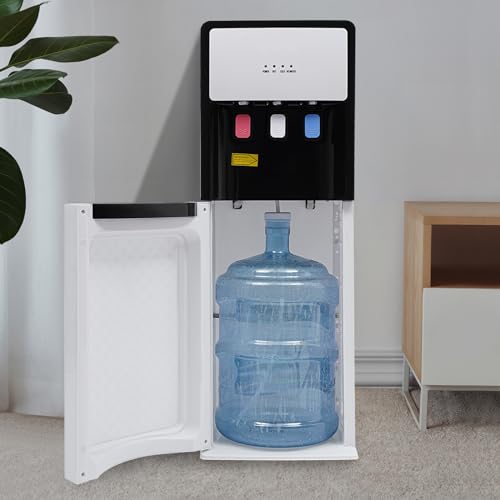 Bottom Loading Water Cooler Dispenser, Hot & Cold Water Cooler Dispenser with Anti-Scalding Design, Storage Cabinet and Child Safety Lock for Home