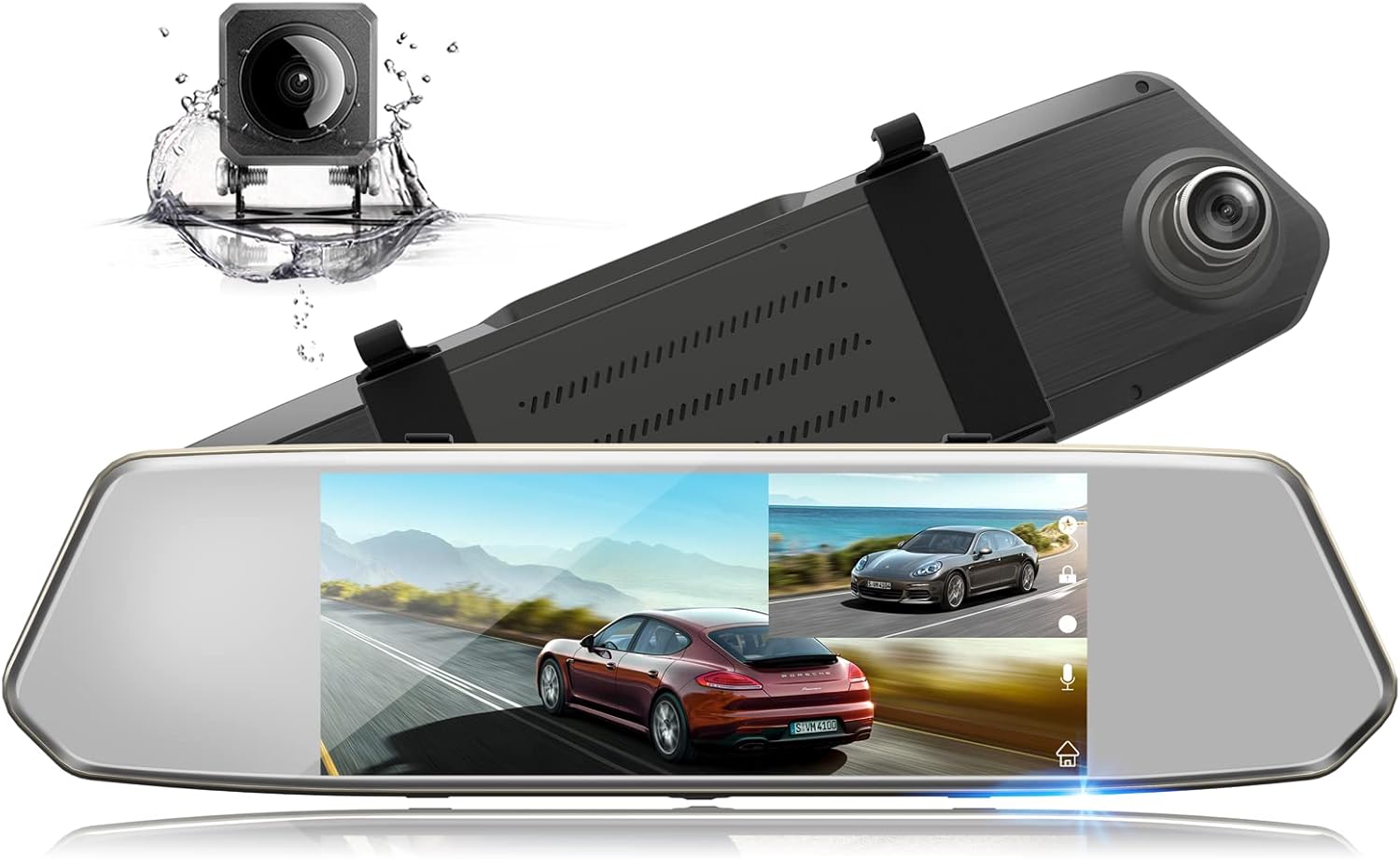 7" Dual Mirror Dash Cam Front and Rear FHD 1080P Car Camera Touchscreen Rear View Mirror Camera Waterproof Backup Camera with Parking Assistance