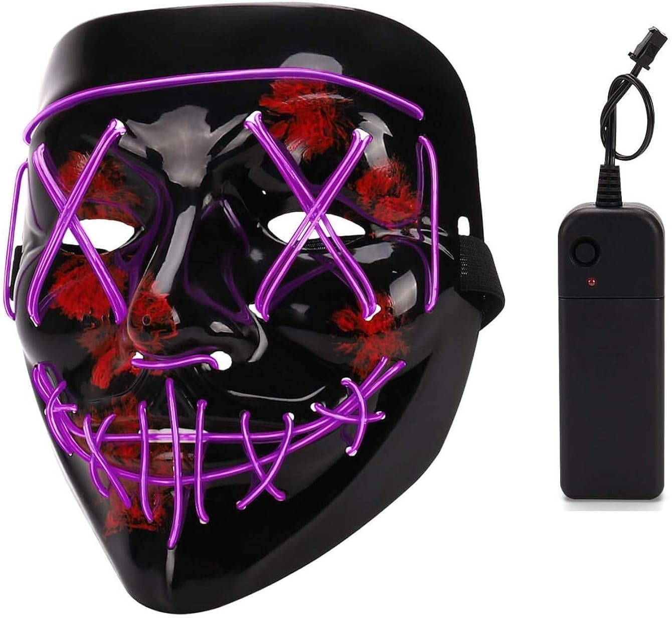 Depointer Halloween Scary Mask Cosplay Led Costume Mask EL Wire Light up Halloween Festival Party