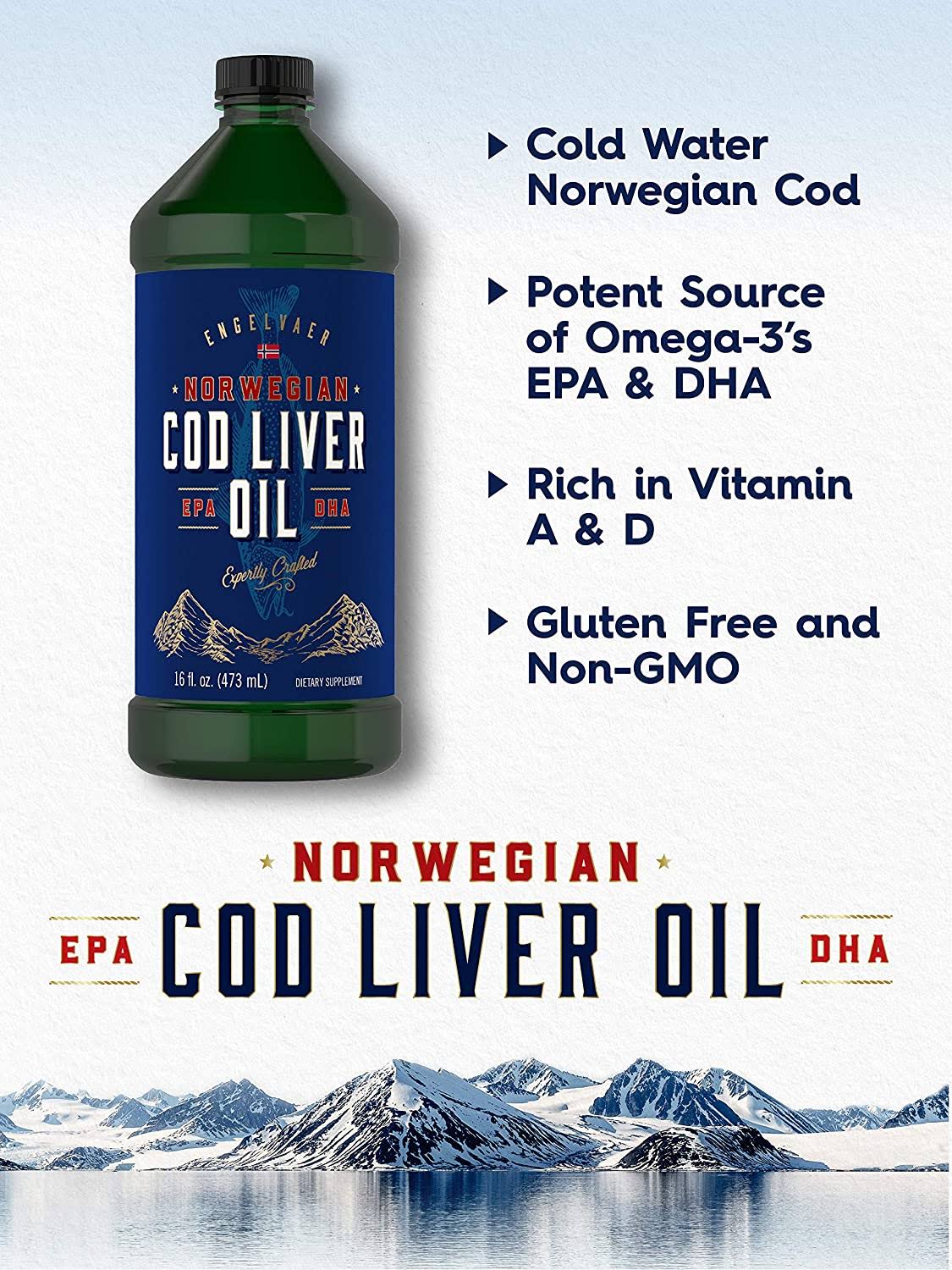 Carlyle Cod Liver Oil Norwegian 16 fl oz 3 Bottles Non-GMO, Gluten Free Liquid