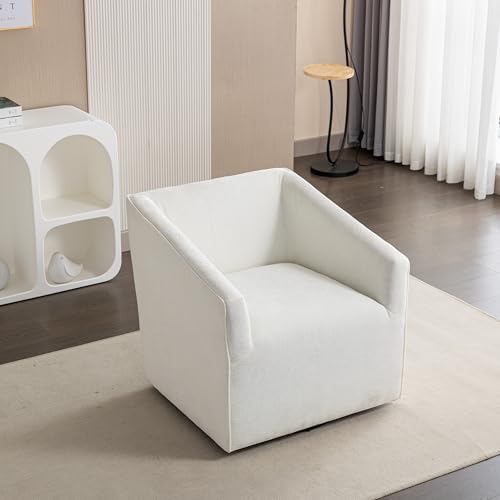 360 Swivel Accent Barrel Chair with Storage Ottoman & Headrest