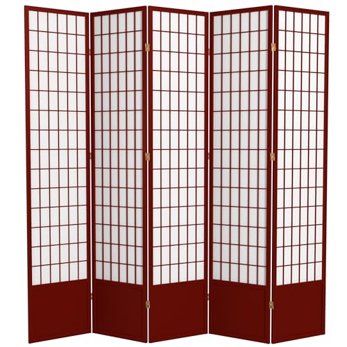 Red Lantern 7 ft. Tall Window Pane Shoji Screen-White-3 Panels Room Divider