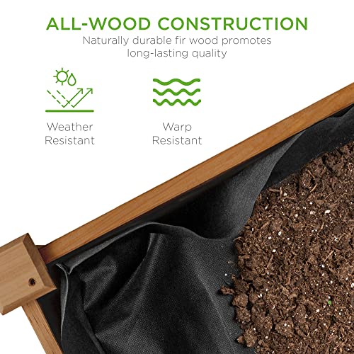 Best Choice Products 72x23x30in Raised Garden Bed, Elevated Wood Planter Box Stand for Backyard, Patio, Balcony w/Divider Panel, 6 Legs