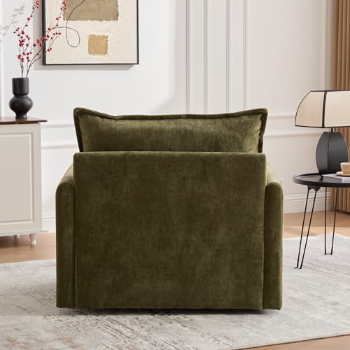 360 Swivel Accent Barrel Chair with Storage Ottoman & Headrest