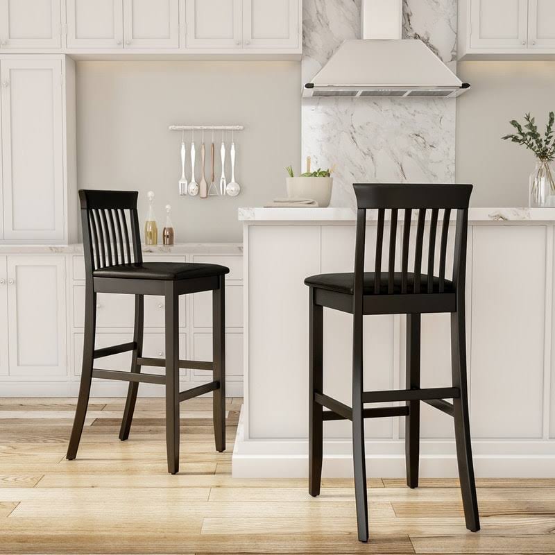 Linon Piedmont Black Slat Back Bar Stool