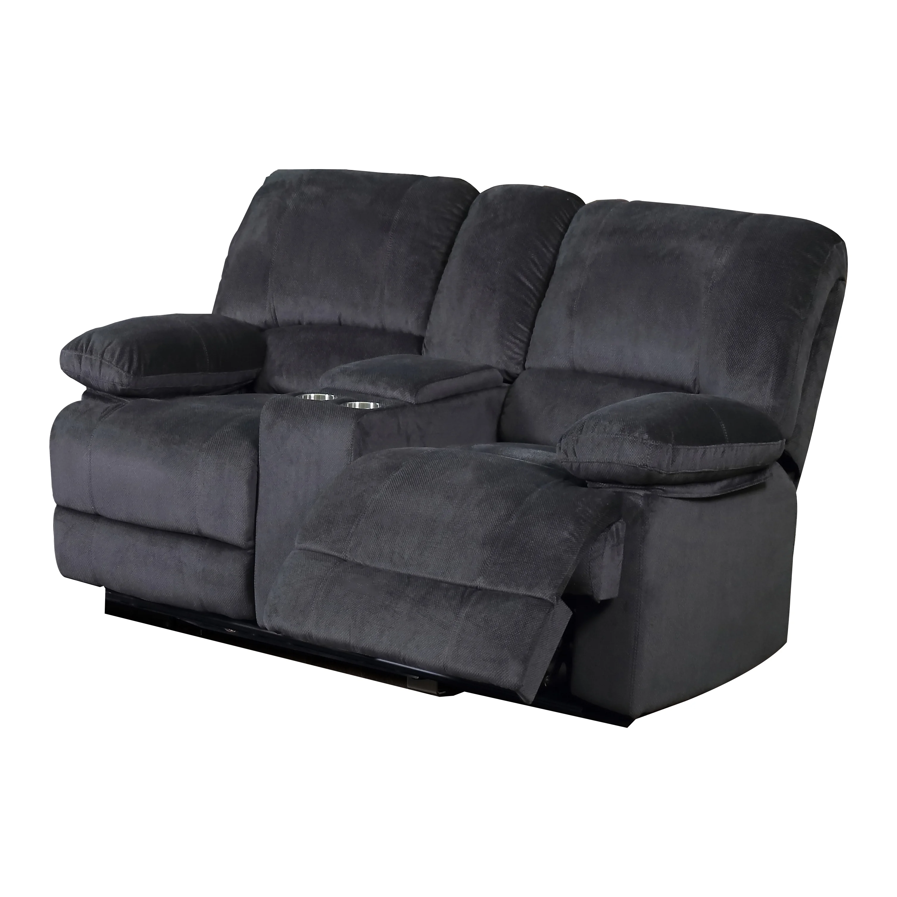 Kevin Grey Reclining Living Room Love Seat with Console