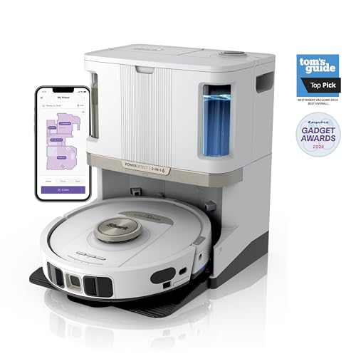 Shark Robot Vacuum & Mop Combo, PowerDetect NeverTouch Pro, Self-Emptying, Self-Refill with Self-Clean Pad Wash & Dry, 60-Day Debris Capacity