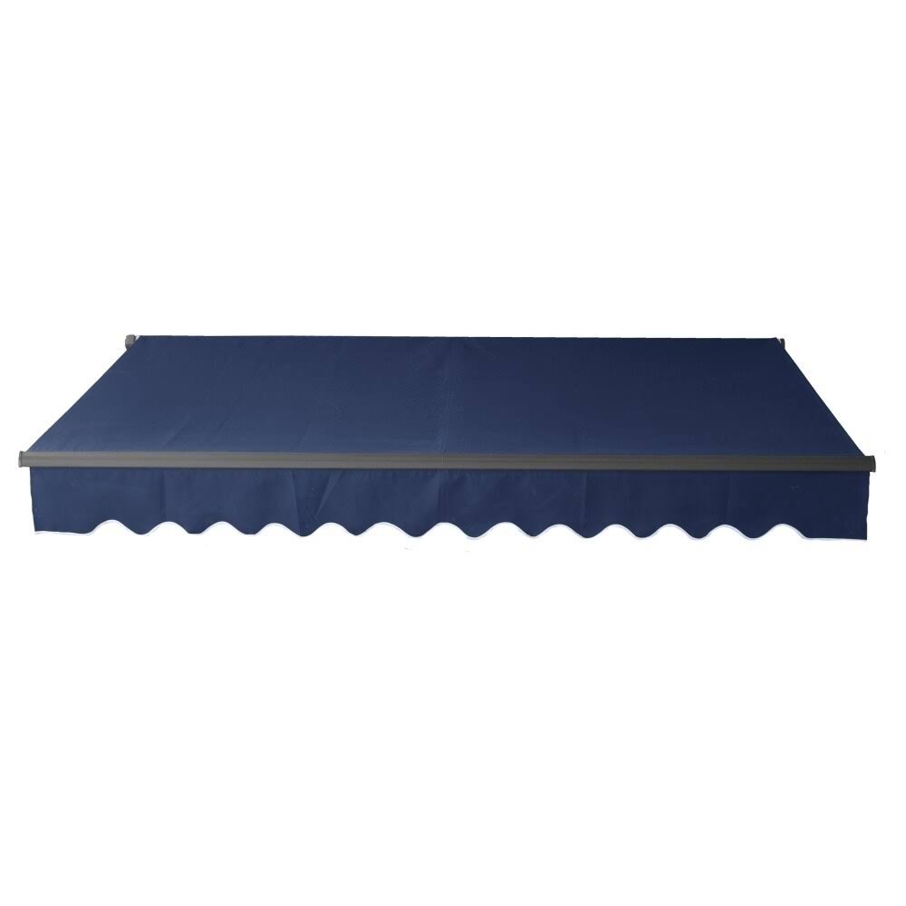 Aleko ABM10X8BLUE30 Motorized Black Frame Retractable Home Patio Canopy Awning 10&x8& Blue