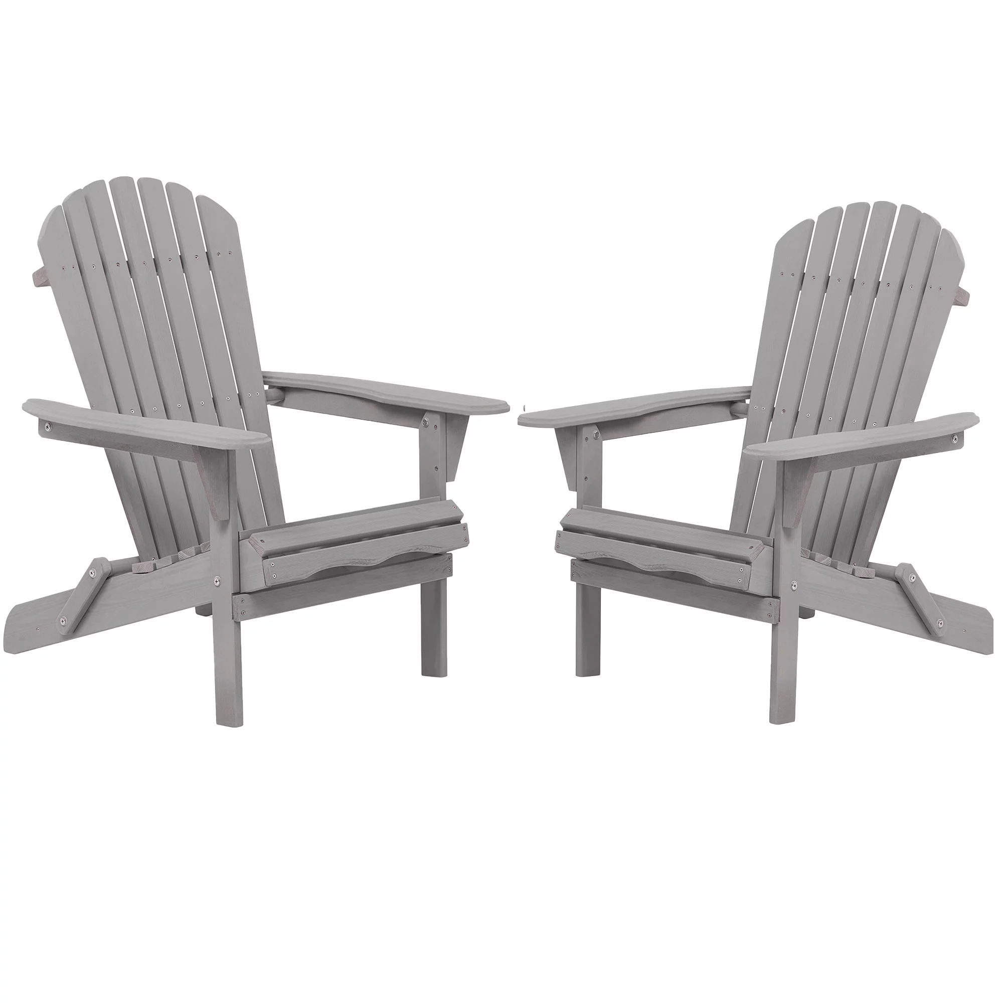 Outdoor Adirondack Chairs, Seizeen Wooden Folding Adirondack Chair Set of 2, Patio Furniture Set Lounge Chairs Quick Assembled