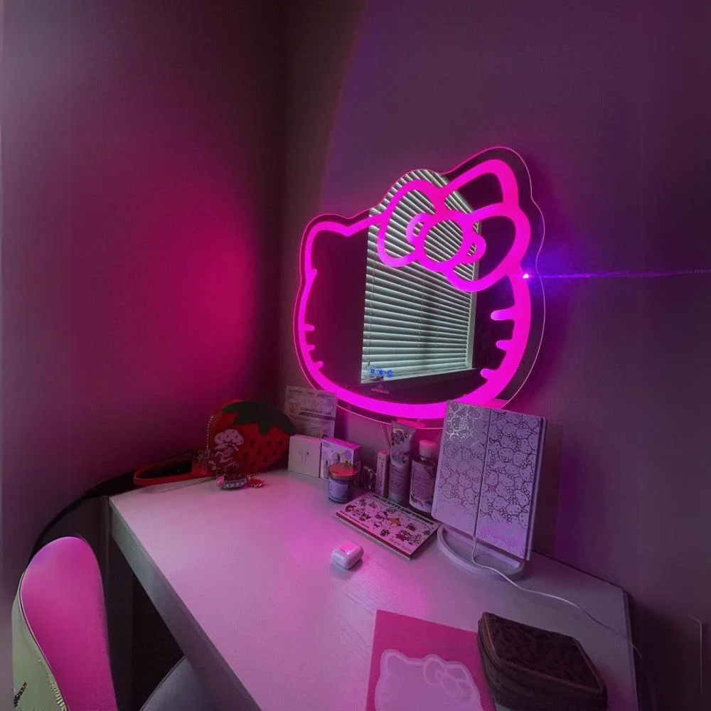 Impressions Vanity Hello Kitty LED Makeup Mirror, Wall Mount Tabletop Lighted Mirrors with Touch Sensor - Radiant Selections