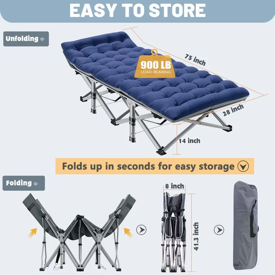 Docred 2 Pack Folding Cot Camping Cot, Folding Camping Bed Outdoor Portable Military Cot