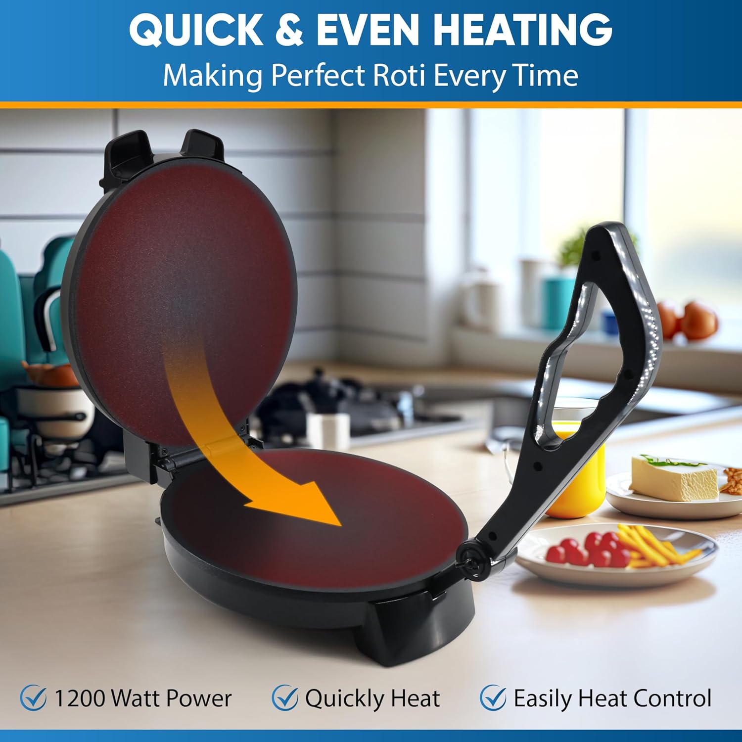 10inch Roti Maker by StarBlue with FREE Roti Warmer and Removable Handle