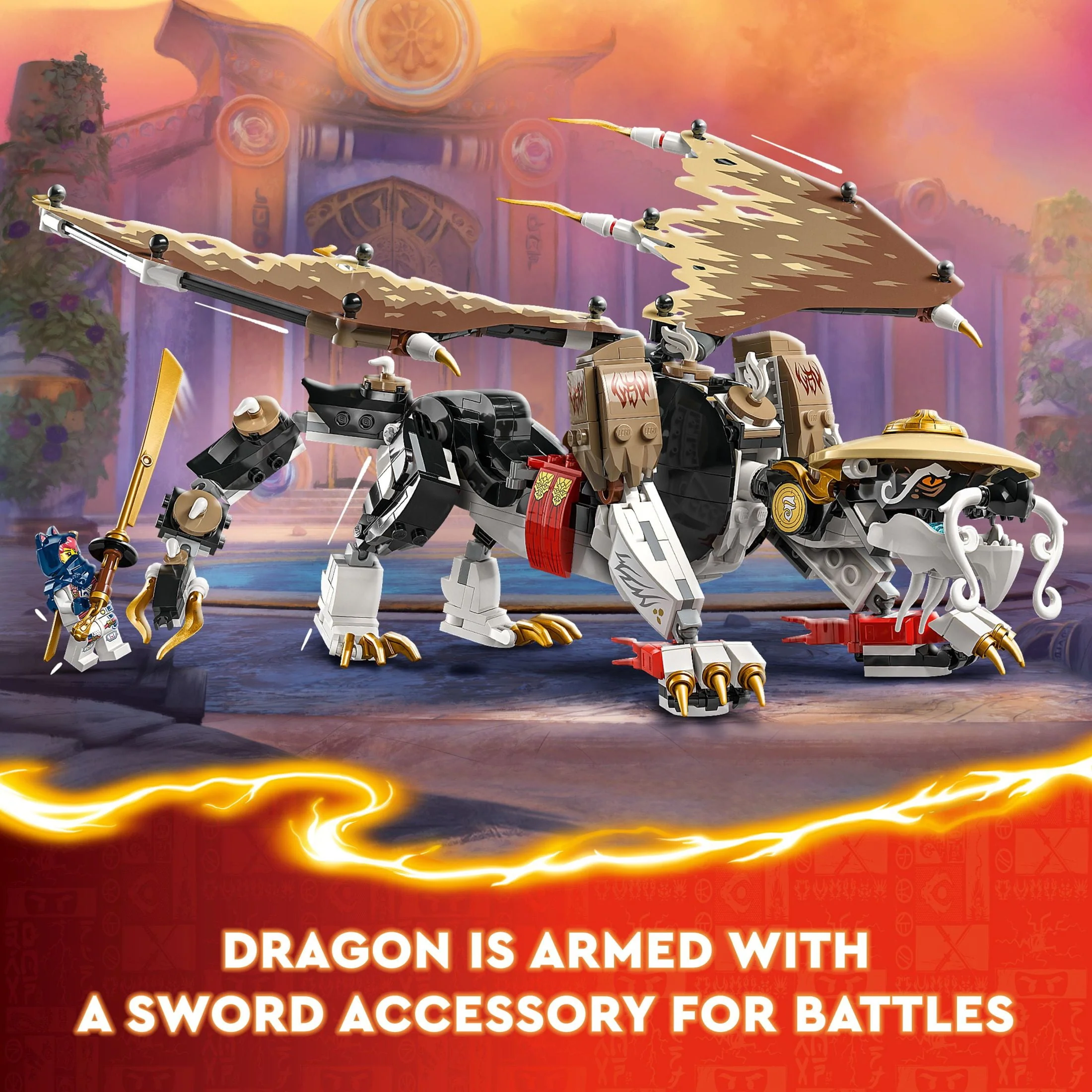 LEGO NINJAGO Egalt the Master Dragon Action Figure, Hero Toy Battle Set with 5 Ninja Minifigures for Group or Independent Play