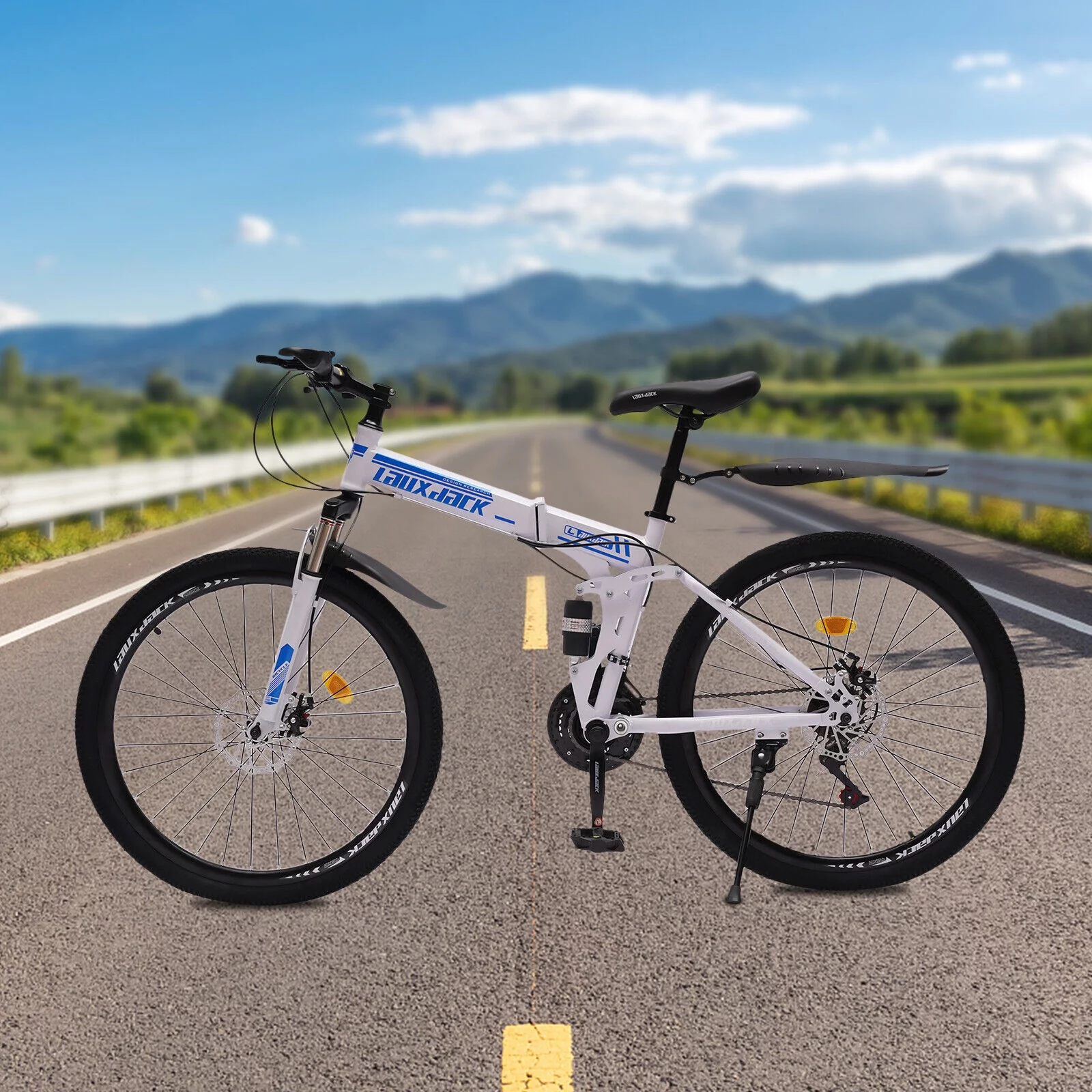 26 inch Foldable Mountain Bike 21 Speed Full Suspension Folding Bicycles with High-Carbon Steel