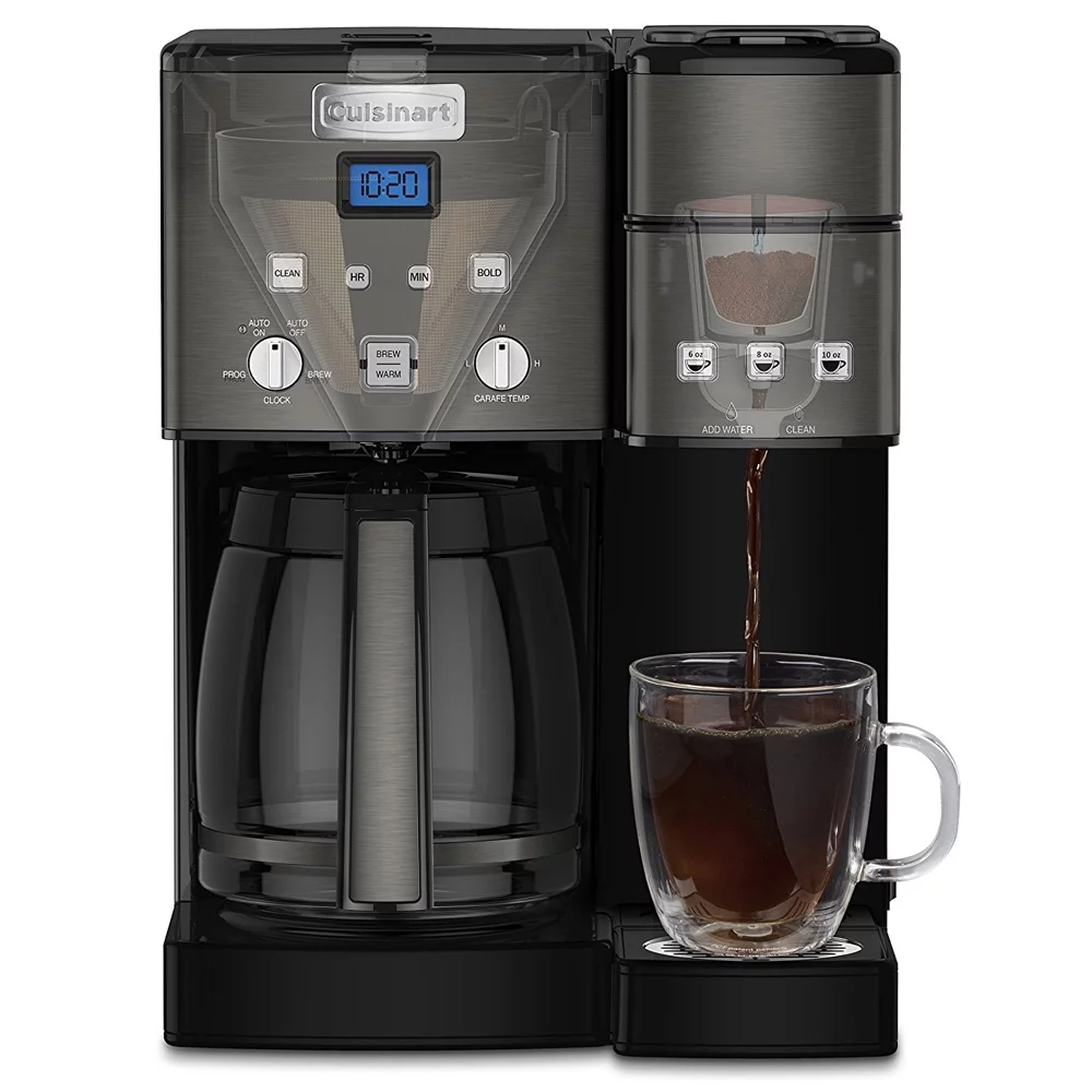 Cuisinart SS-15 12-Cup Coffee Maker and Single-Serve Brewer, Black Stainless with Extended Warranty