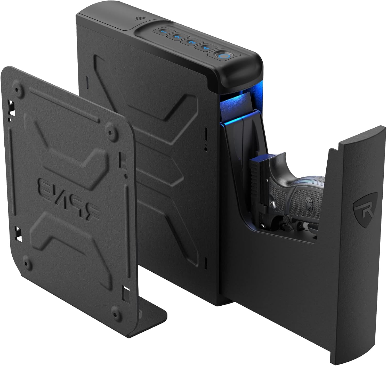 RPNB Gun Safe,Mounted Biometric Nightstand Handgun Safe with Quick Access Sliding Door